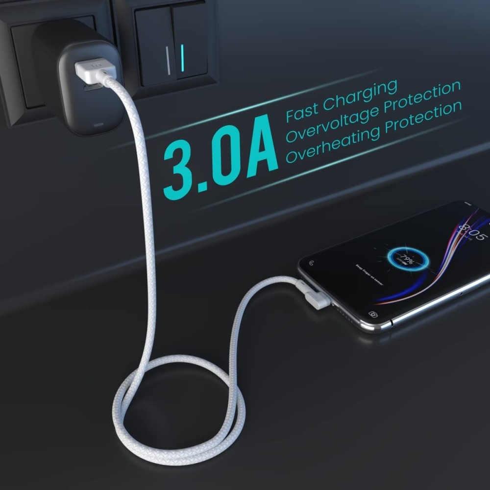 Portronics Konnect L 1.2M Fast Charging 3A Micro USB Cable with Charge & Sync Function for Smartphones, Tablets & Micro USB Devices – (White)