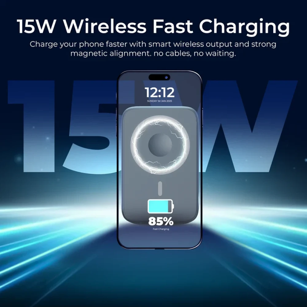 Digitek® (DPB 10000 MS) 3-in-1 Super Fast MagSafe Power Bank for iPhone, AirPods & iWatch