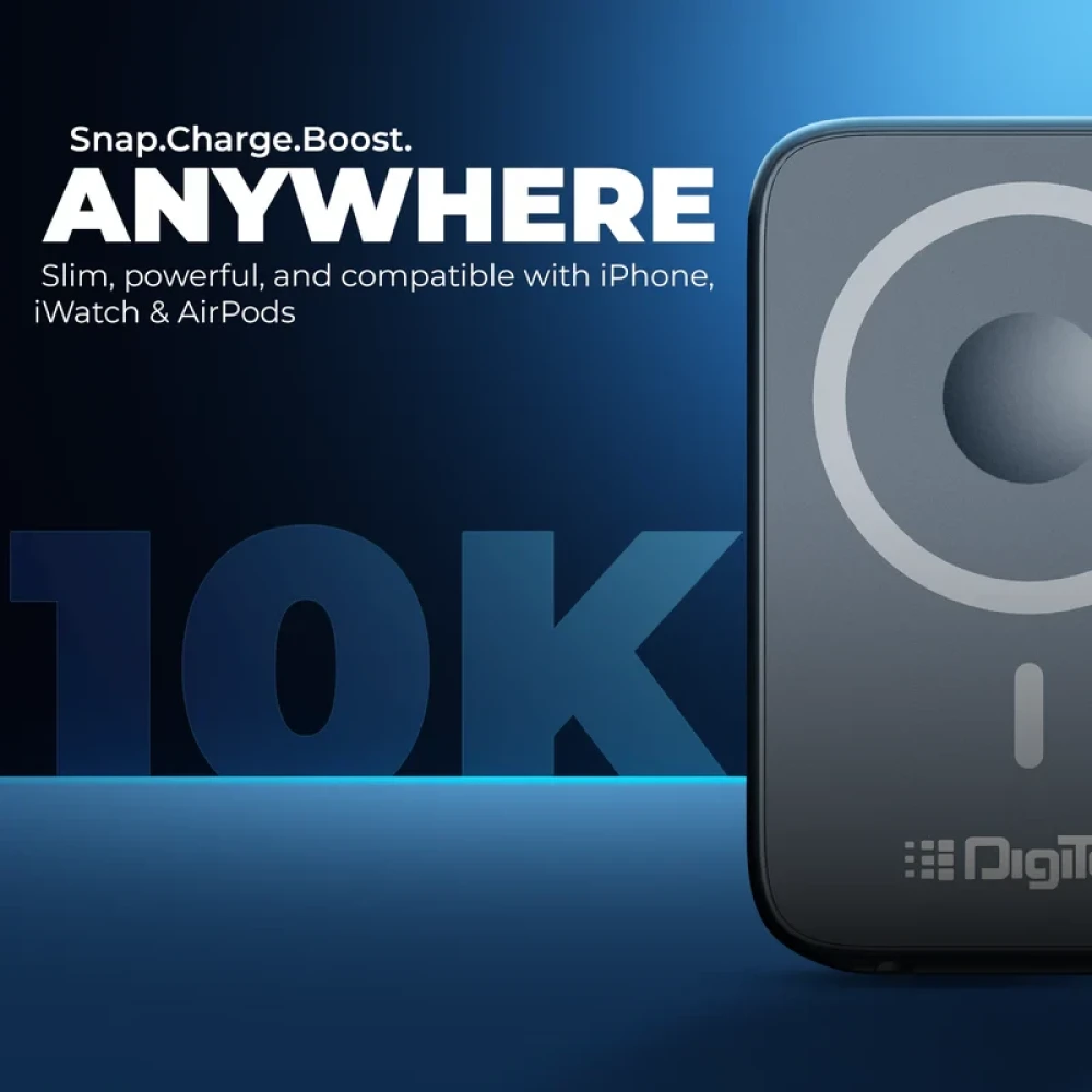 Digitek® (DPB 10000 MS) 3-in-1 Super Fast MagSafe Power Bank for iPhone, AirPods & iWatch
