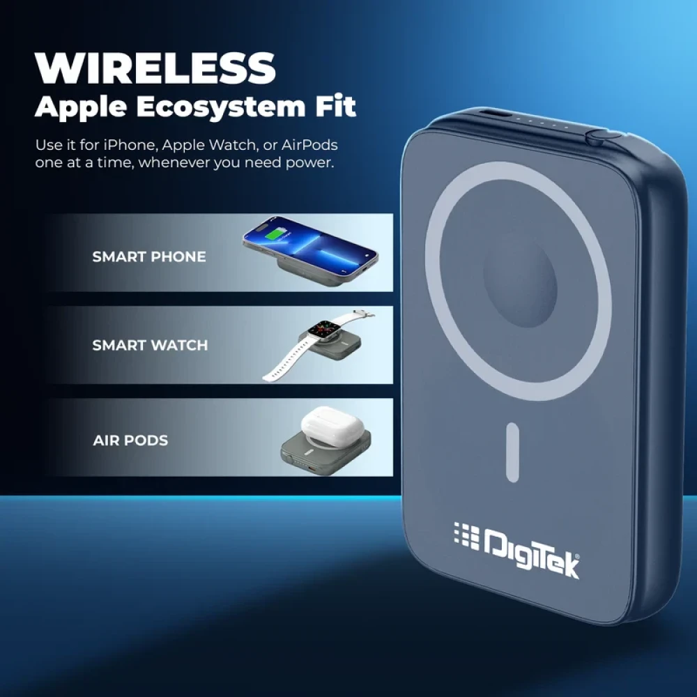 Digitek® (DPB 10000 MS) 3-in-1 Super Fast MagSafe Power Bank for iPhone, AirPods & iWatch