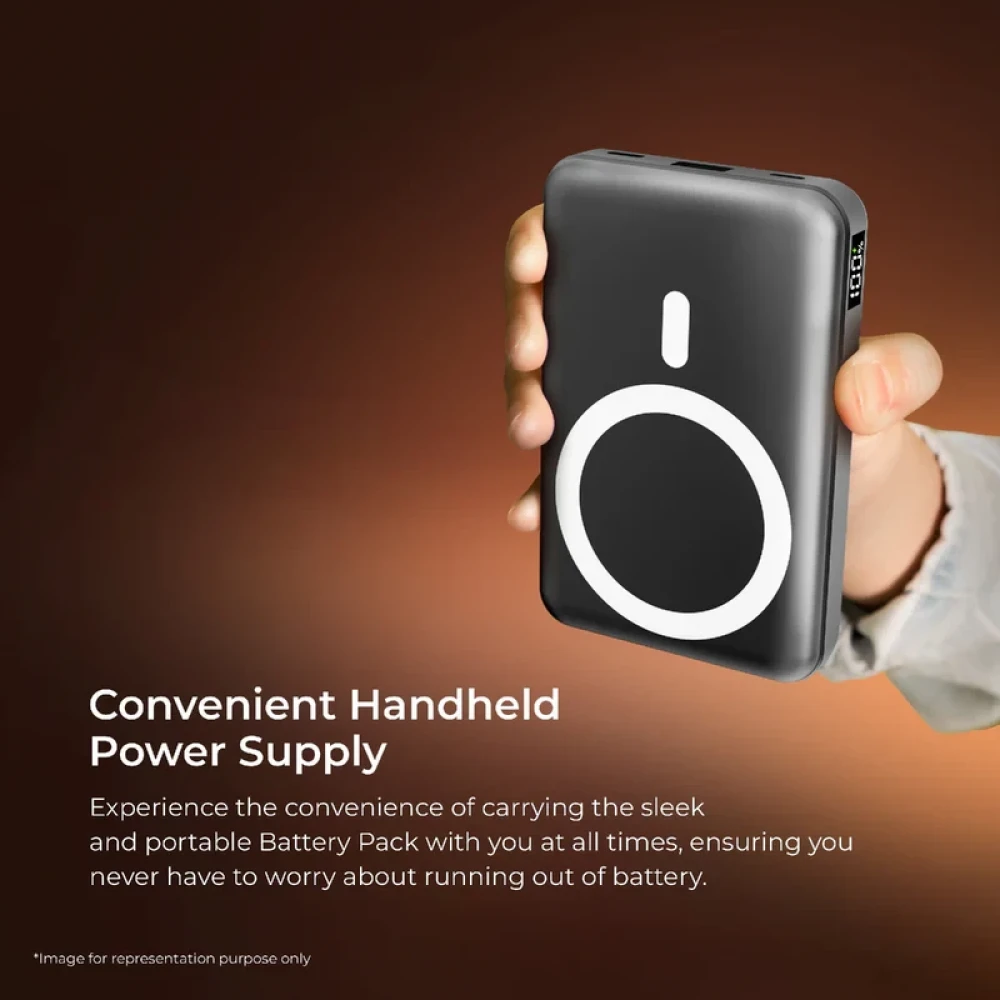 Digitek® (DPB 10000 PD MS) Superfast Wireless Magsafe Power Bank with 20 Watt PD charging & 15W Wireless Charging Black Colour.