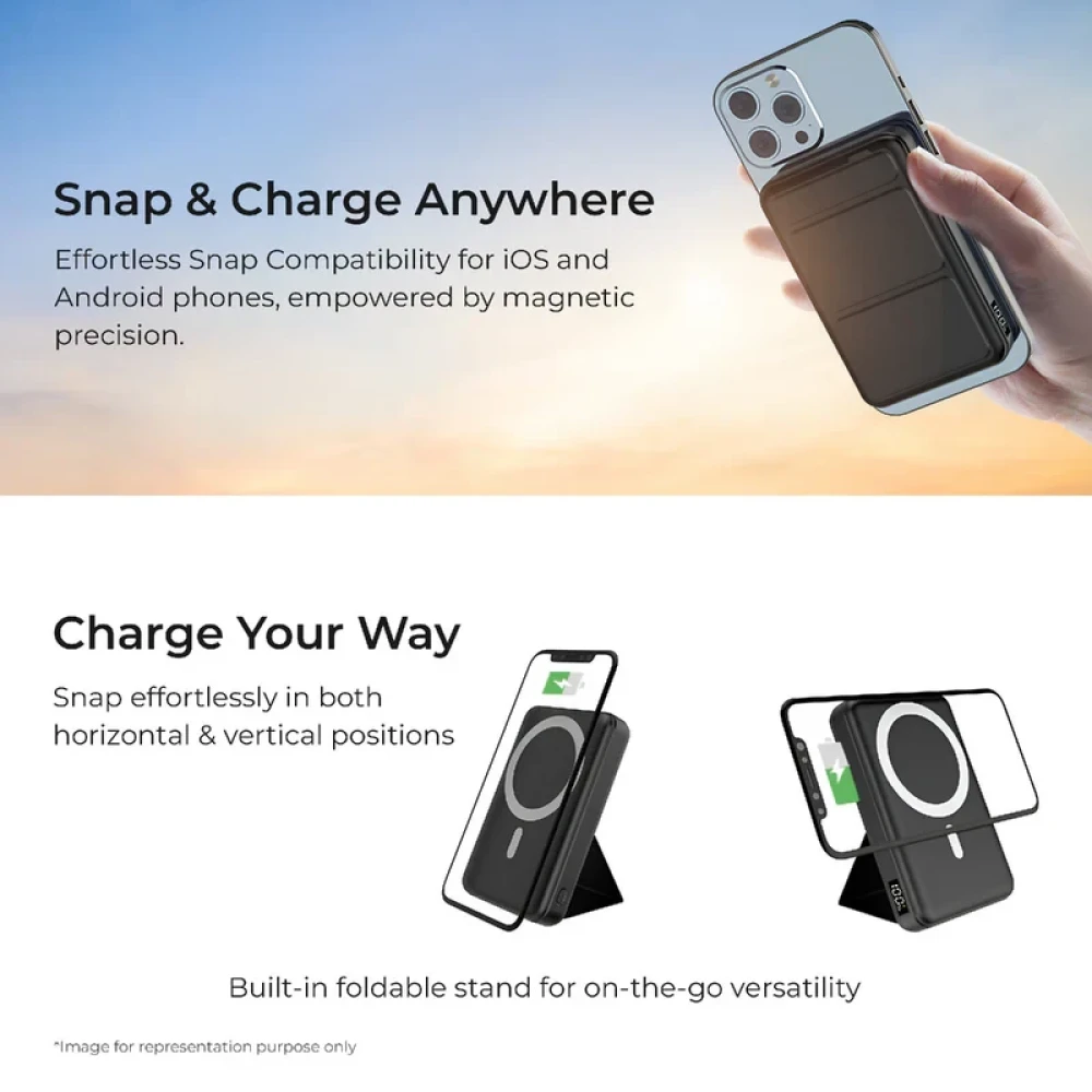 Digitek® (DPB 10000 PD MS) Superfast Wireless Magsafe Power Bank with 20 Watt PD charging & 15W Wireless Charging Black Colour.