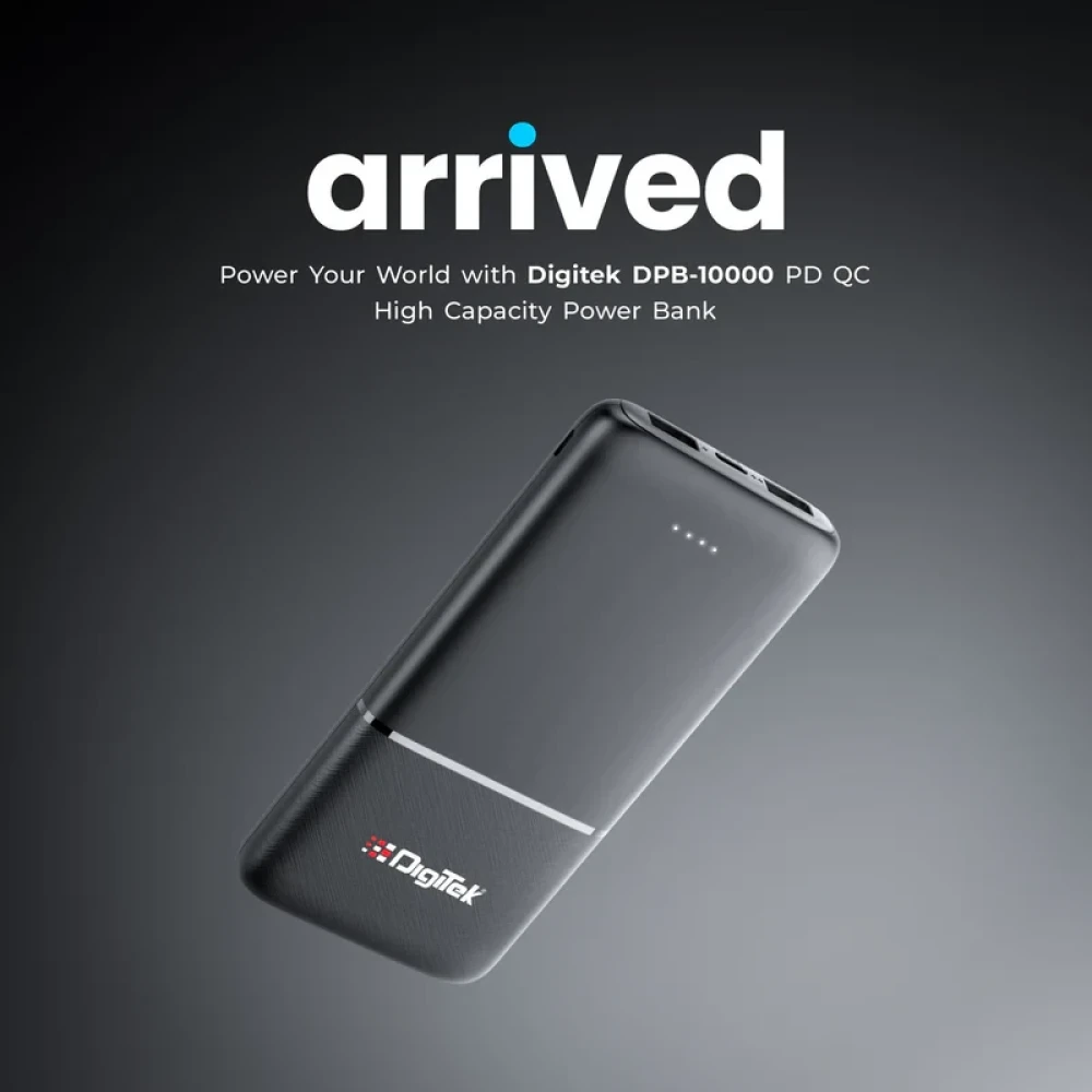 Digitek® (DPB 10000 PD QC) High Capacity Superfast Power Bank with 22.5 Watt PD/QC charging with Type C Port (10000 mAh)