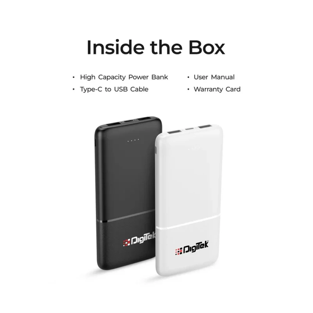 Digitek® (DPB 10000 PD QC) High Capacity Superfast Power Bank with 22.5 Watt PD/QC charging with Type C Port (10000 mAh)