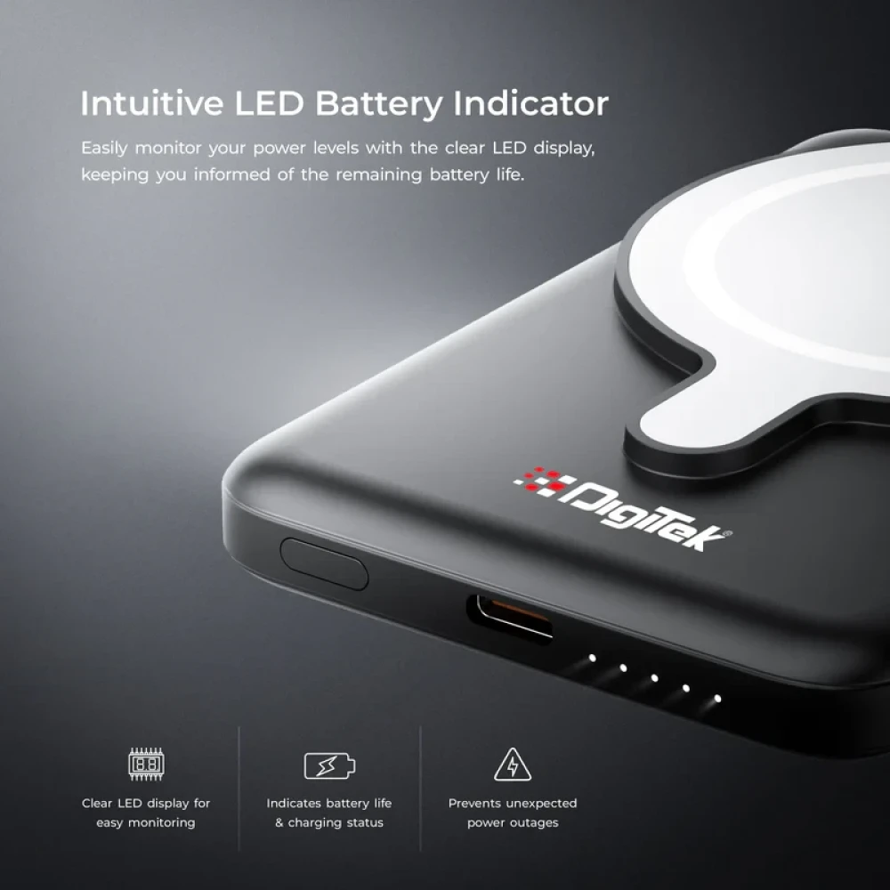 Digitek® (DPB 5000 MS) Superfast 15W Wireless Power Bank with 20 Watt PD charging with Type C Port