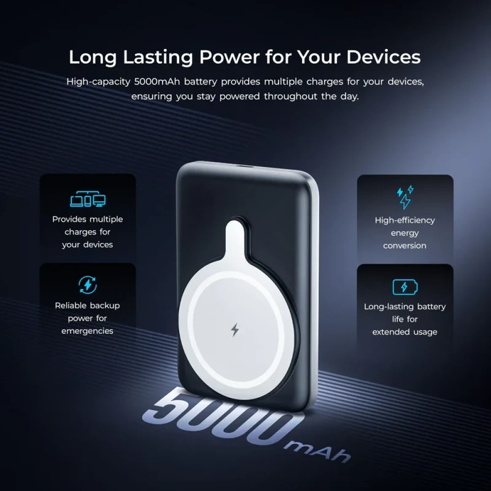 Digitek® (DPB 5000 MS) Superfast 15W Wireless Power Bank with 20 Watt PD charging with Type C Port