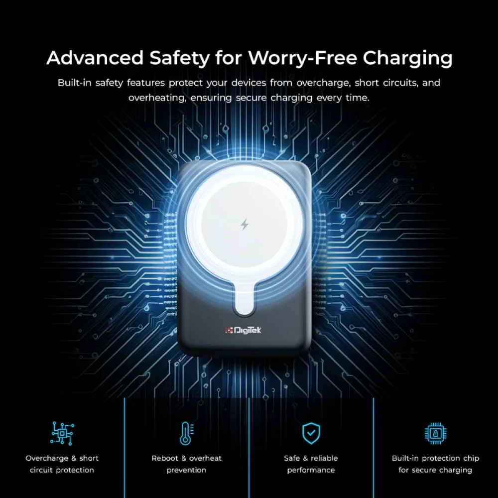 Digitek® (DPB 5000 MS) Superfast 15W Wireless Power Bank with 20 Watt PD charging with Type C Port
