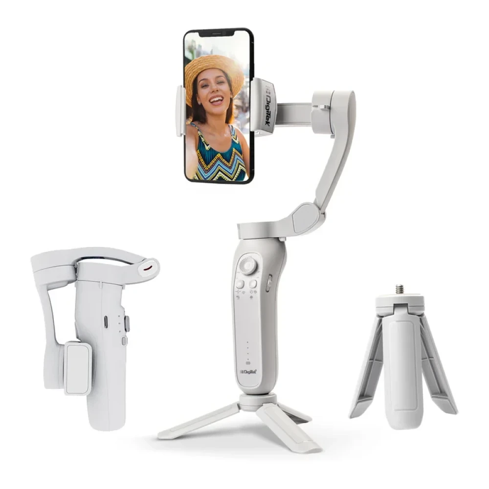 Digitek® (DSG 007F) 3 Axis Handheld Steady Gimbal PTZ Camera Mount for All Smart Phones with Face & Object Tracking Motion, Various Time Lapse Features