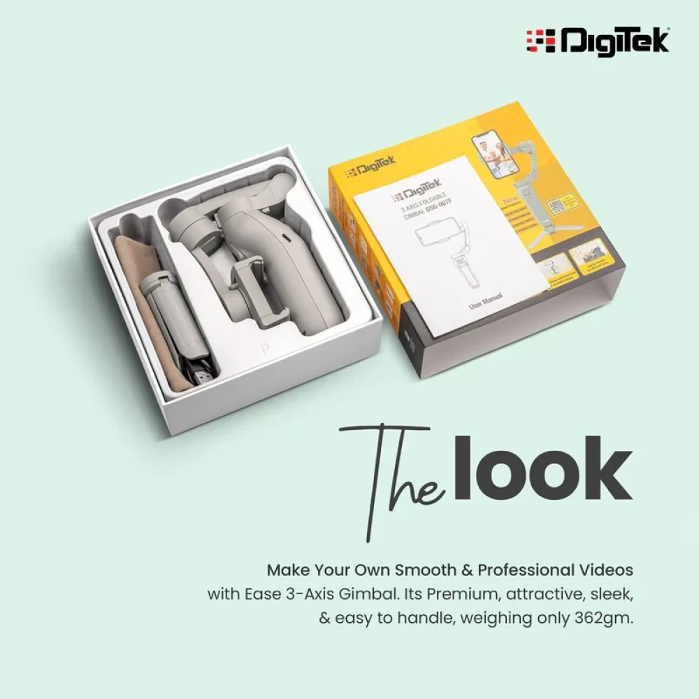Digitek® (DSG 007F) 3 Axis Handheld Steady Gimbal PTZ Camera Mount for All Smart Phones with Face & Object Tracking Motion, Various Time Lapse Features