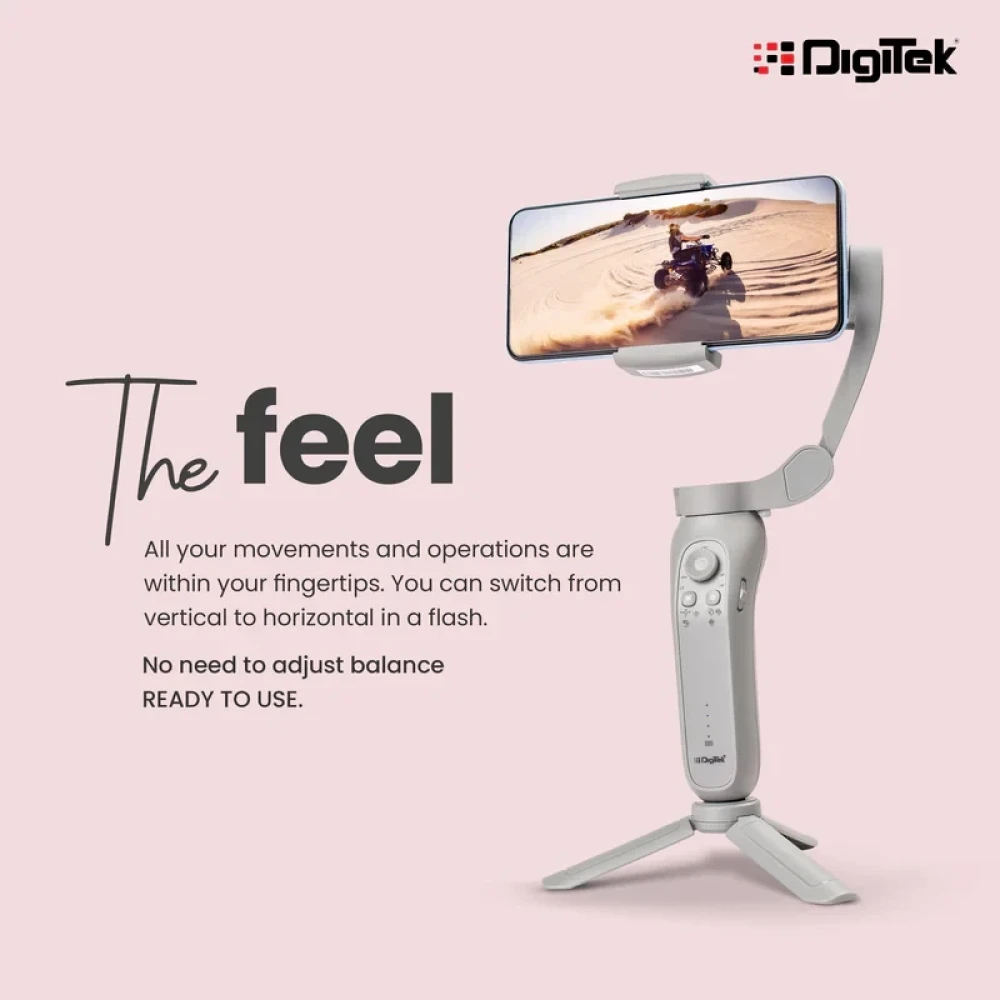 Digitek® (DSG 007F) 3 Axis Handheld Steady Gimbal PTZ Camera Mount for All Smart Phones with Face & Object Tracking Motion, Various Time Lapse Features