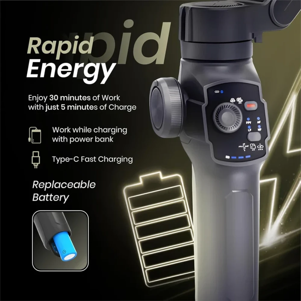 Digitek (DSG 009F) 3-Axis Foldable Smartphone Gimbal with Built-in Extendable Telescopic Rod