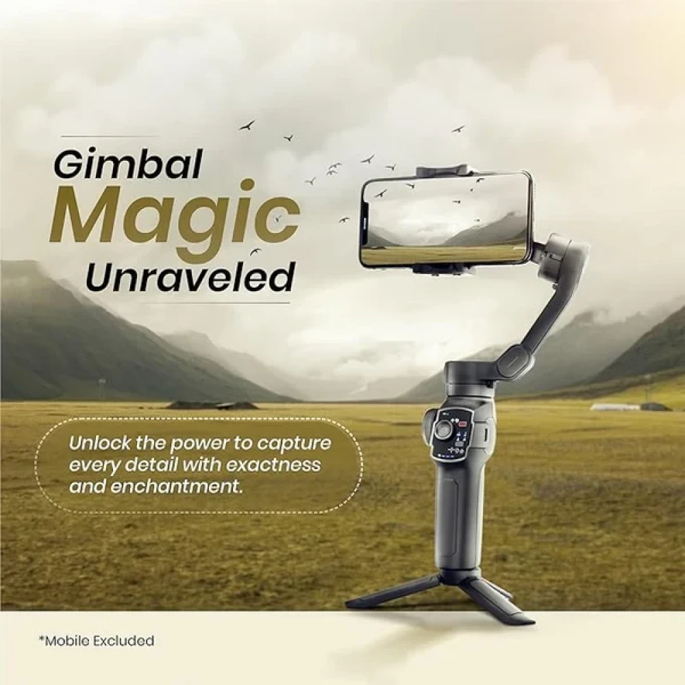 Digitek (DSG 009F) 3-Axis Foldable Smartphone Gimbal with Built-in Extendable Telescopic Rod