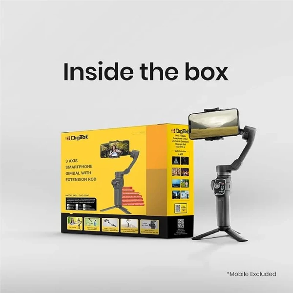 Digitek (DSG 009F) 3-Axis Foldable Smartphone Gimbal with Built-in Extendable Telescopic Rod