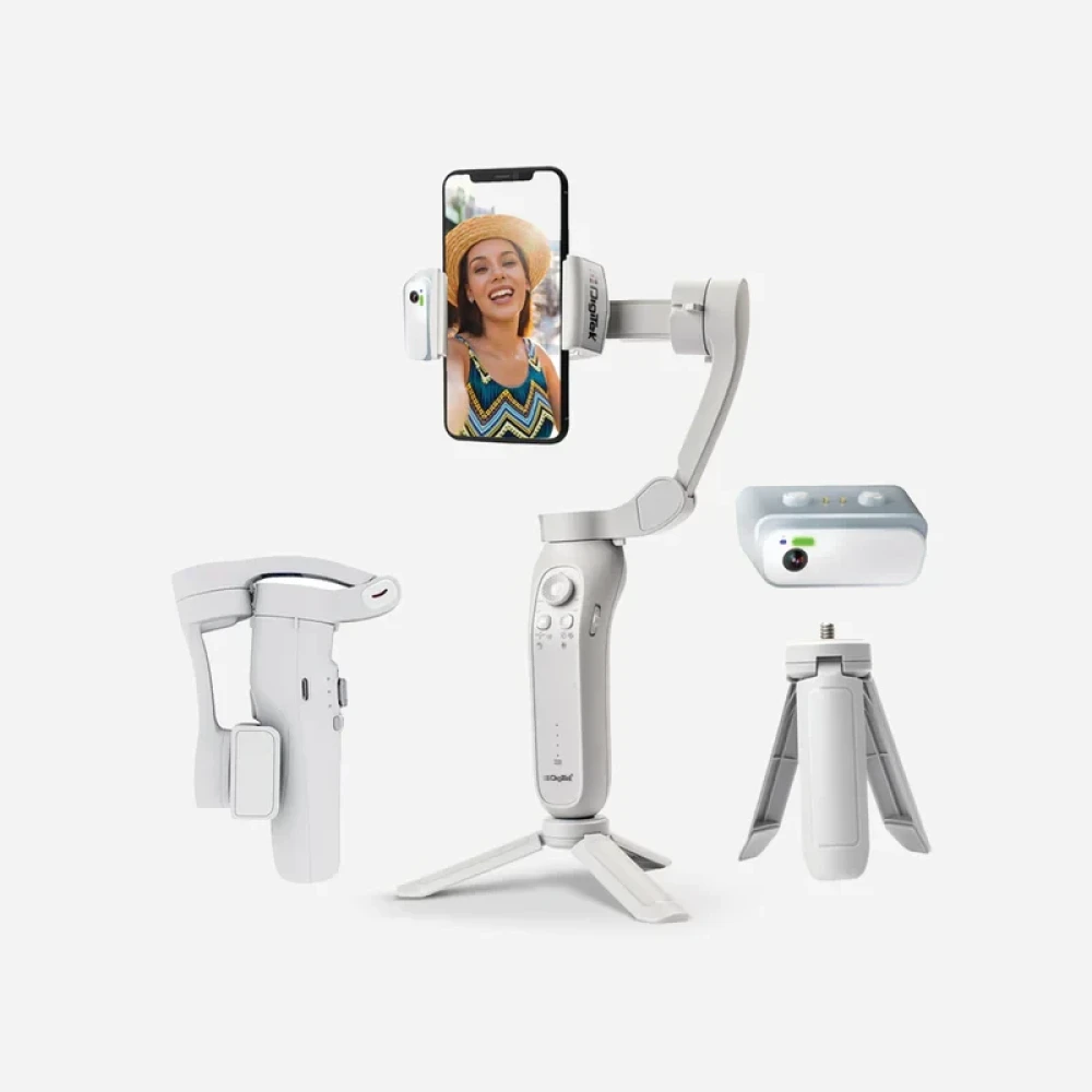 Digitek (DSG 007F AI) 3-Axis Smartphone Gimbal - Foldable Handheld Vlogging Stabilizer with AI Tracking Feature & 4 Creative Operation Modes for Android & iOS.