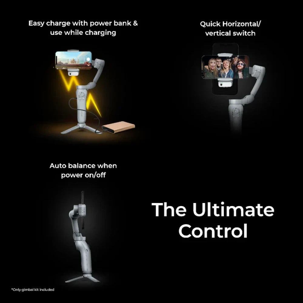 Digitek (DSG 007F AI) 3-Axis Smartphone Gimbal - Foldable Handheld Vlogging Stabilizer with AI Tracking Feature & 4 Creative Operation Modes for Android & iOS.