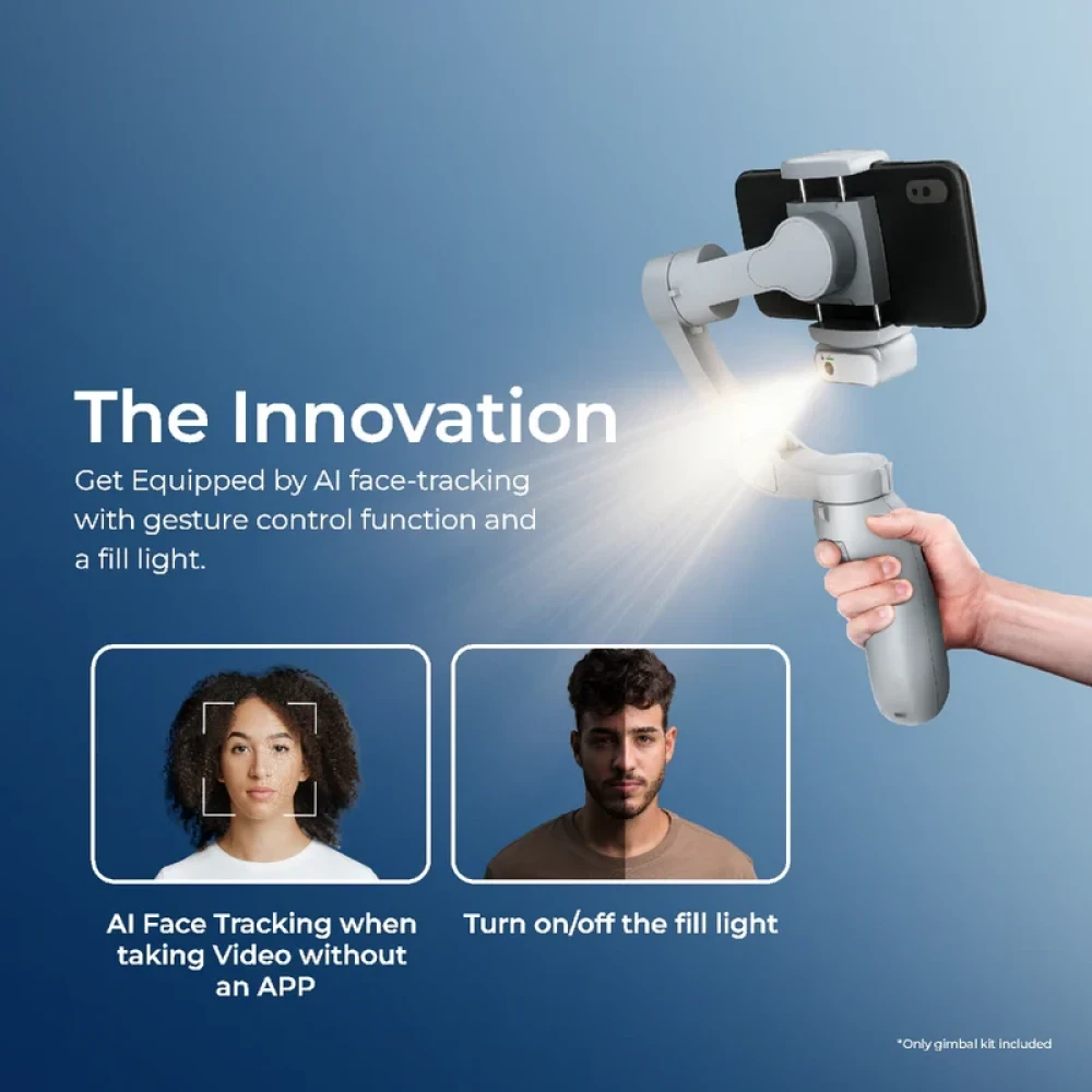 Digitek (DSG 007F AI) 3-Axis Smartphone Gimbal - Foldable Handheld Vlogging Stabilizer with AI Tracking Feature & 4 Creative Operation Modes for Android & iOS.