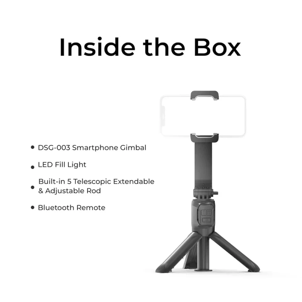 Digitek® (DSG 003) Single Axis Foldable Smartphone Gimbal with Built in Extendable Telescopic Rod