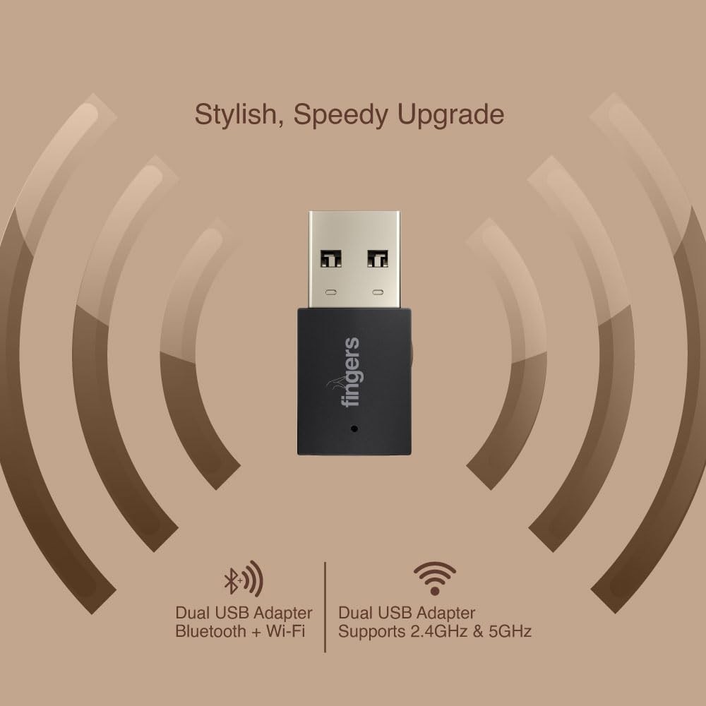 FINGERS FWF602-BT Dual Band Wi-Fi & Bluetooth USB Adapter 2.4GHz 5GHz