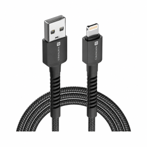 Portronics Konenct X Lightning Cable 3A 1M, USB Type-A to 8-Pin Fast Charging & Data Sync Cable for Smartphones & Tablets – (Black)