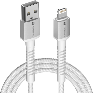 Portronics Konenct X Lightning Cable 3A 1M, USB Type-A to 8-Pin Fast Charging & Data Sync Cable for Smartphones & Tablets – (White)
