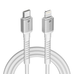 Portronics Konnect X Type-C to Lightning 8-Pin Fast Charging Cable 27W, 2M Long Premium TPE Cable for Lightning Devices, Fast Charging & Data Sync – (White)