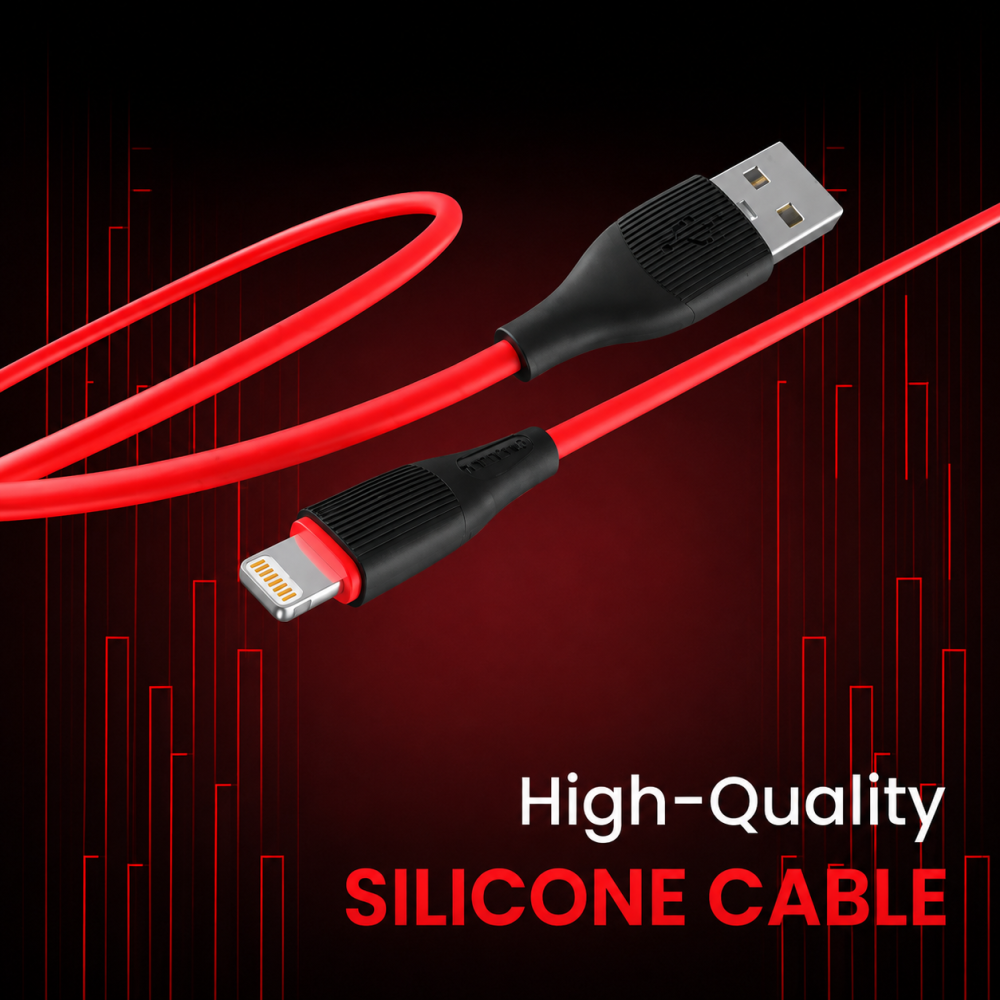 Portronics Silklink 3A USB to 8-Pin Lightning Fast Charging Cable, 1 Meter Durable Data Sync Cable for Lightning Devices, iPhone & iPad – (Red)