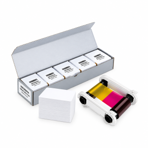 Evolis R5F008AAA YMCKO Color Ribbon with 500 PVC Cards for Evolis ID Card Printers | Genuine OEM Full-Color Printing Kit