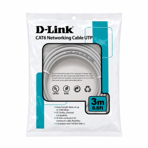 D-Link Cat6 Ethernet Patch Cord, 3 Meter High-Speed LAN Network Cable with RJ45 Connectors for Router, Switch, PC, Laptop & Other Network Devices