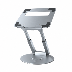 Portronics My Buddy K8 Portable Laptop Stand with 360° Rotating Base, Adjustable Height up to 53cm, Ergonomic Aluminium Laptop Stand for Posture Support - (Silver)