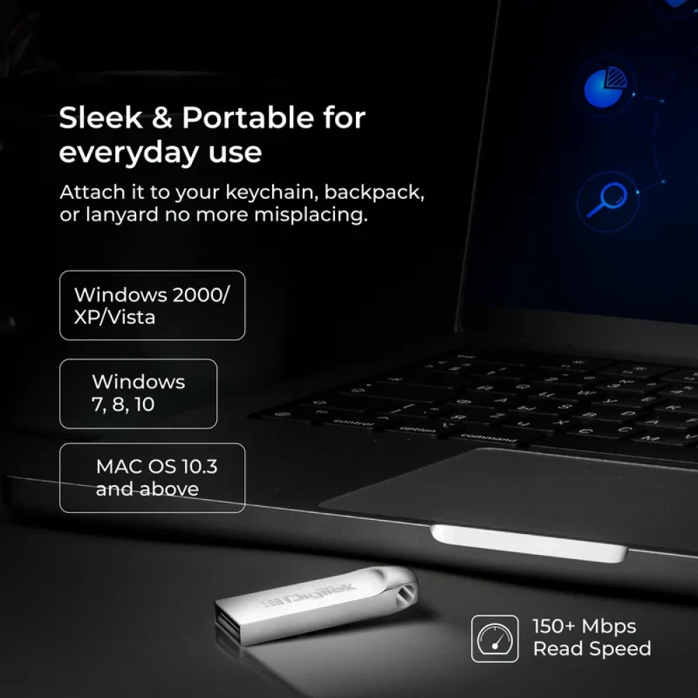Digitek® USB 2.0 U Disk Flash Drive, High Speed Read & Write Pen Drive, Magnetic, X-Ray & Temperature Resistant, Compatible with Windows & Mac OS.