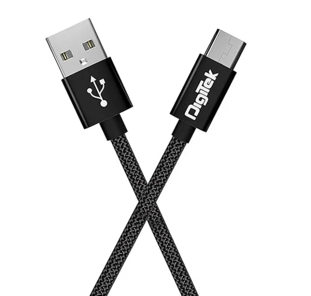 Digitek® (DC 1M MU NB BKL) Platinum Nylon Braided Rapid Charge & Data Sync Micro USB Cable ,1 Metre, Black