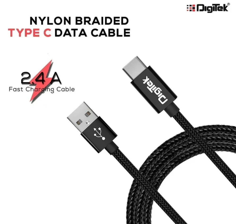Digitek® (DC 1M MU NB BKL) Platinum Nylon Braided Rapid Charge & Data Sync Micro USB Cable ,1 Metre, Black