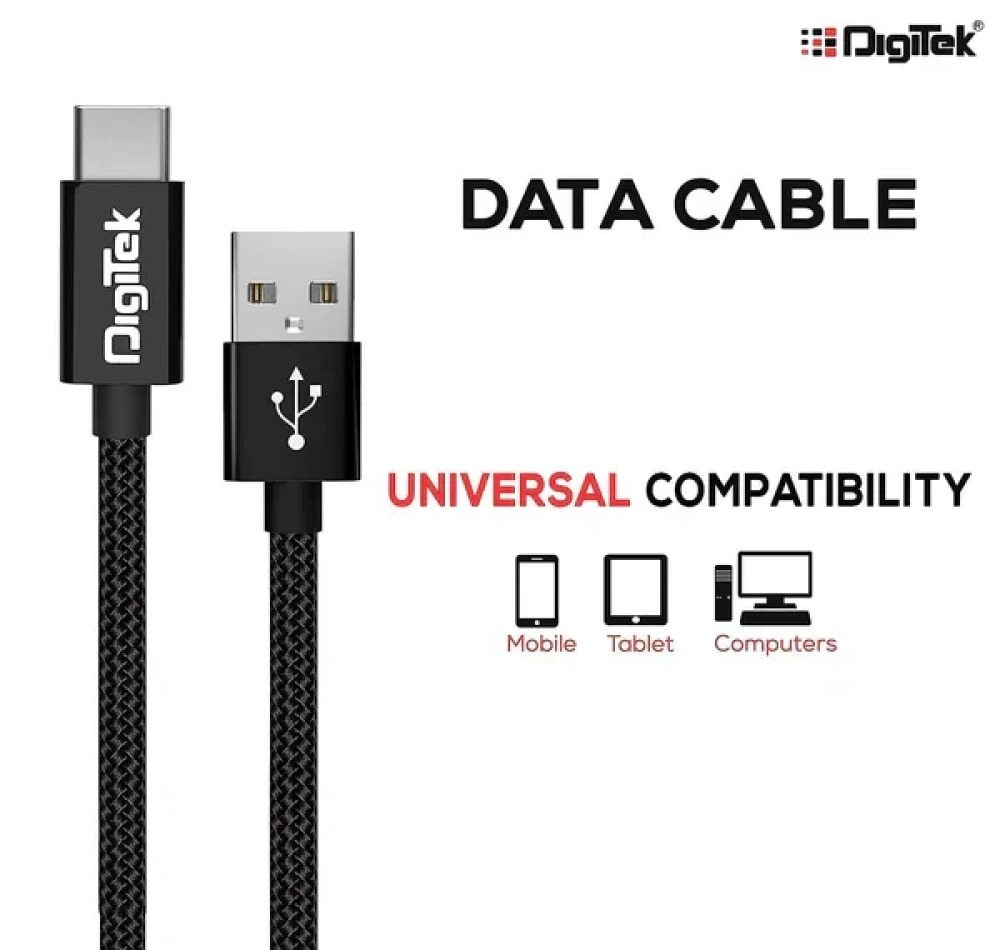 Digitek® (DC 1M MU NB BKL) Platinum Nylon Braided Rapid Charge & Data Sync Micro USB Cable ,1 Metre, Black