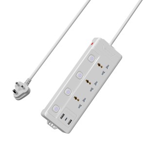 Portronics Power Plate 18 Extension Board | 3 Universal Sockets | USB-A & USB-C Charging | 3M Heavy-Duty Cord | 1500W-(White)