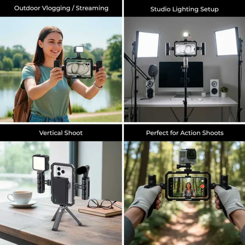 Digitek® (DSC 002) Handheld Aluminum Alloy Universal Smartphone Cage Video Rig for Vloggers