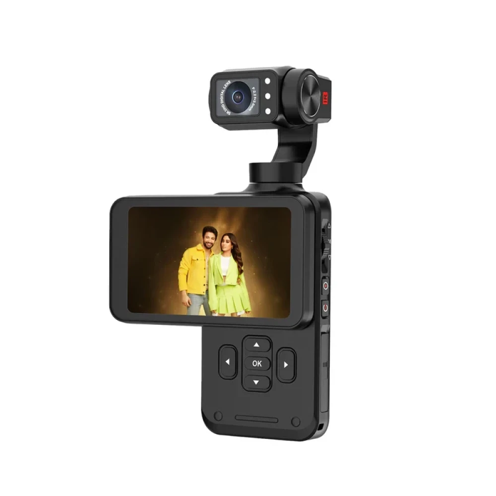 Digitek® (DAC 202) 5K 3-Axis Handheld Action Camera with AI Face Tracking, 3.5” Rotating Screen, 48MP Sensor, Wi-Fi, Night Vision & External Mic Support