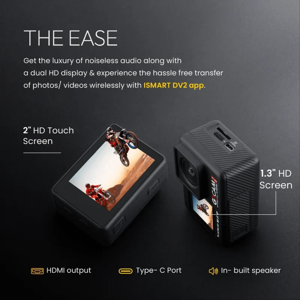 Digitek® GoCAM (DAC-101) 5K 30FPS 48MP WiFi Ultra HD Sports Action Camera| Dual TouchScreen|6-Axis Gyro EIS Stabilization | MIC Support Waterproof | 2 Batteries (Black)