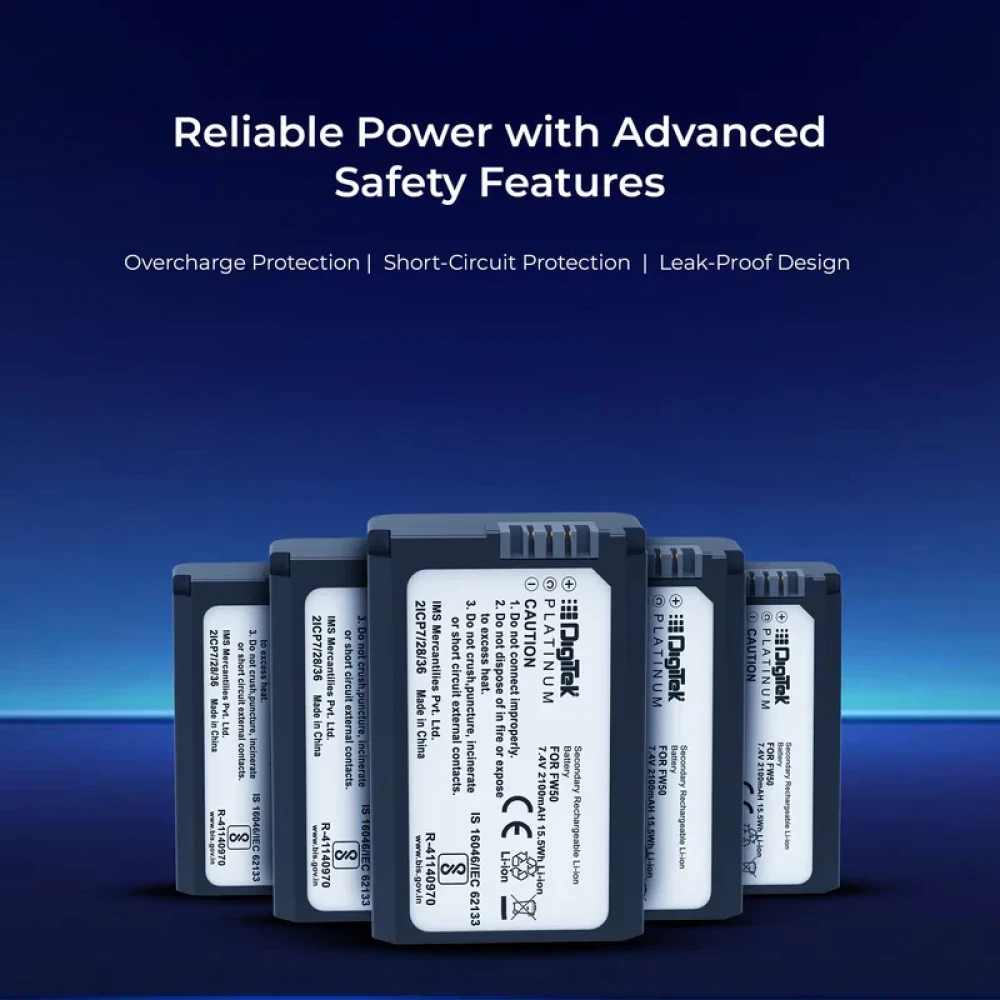 Digitek® (Platinum FW-50) Platinum Lithium-ion Rechargeable Battery for Sony DSLR Camera | Compatibility - Alpha NEX-3, 5, 6 and 7 Series Cameras, DSLR-SLT-A33, DSLR-SLT-A55