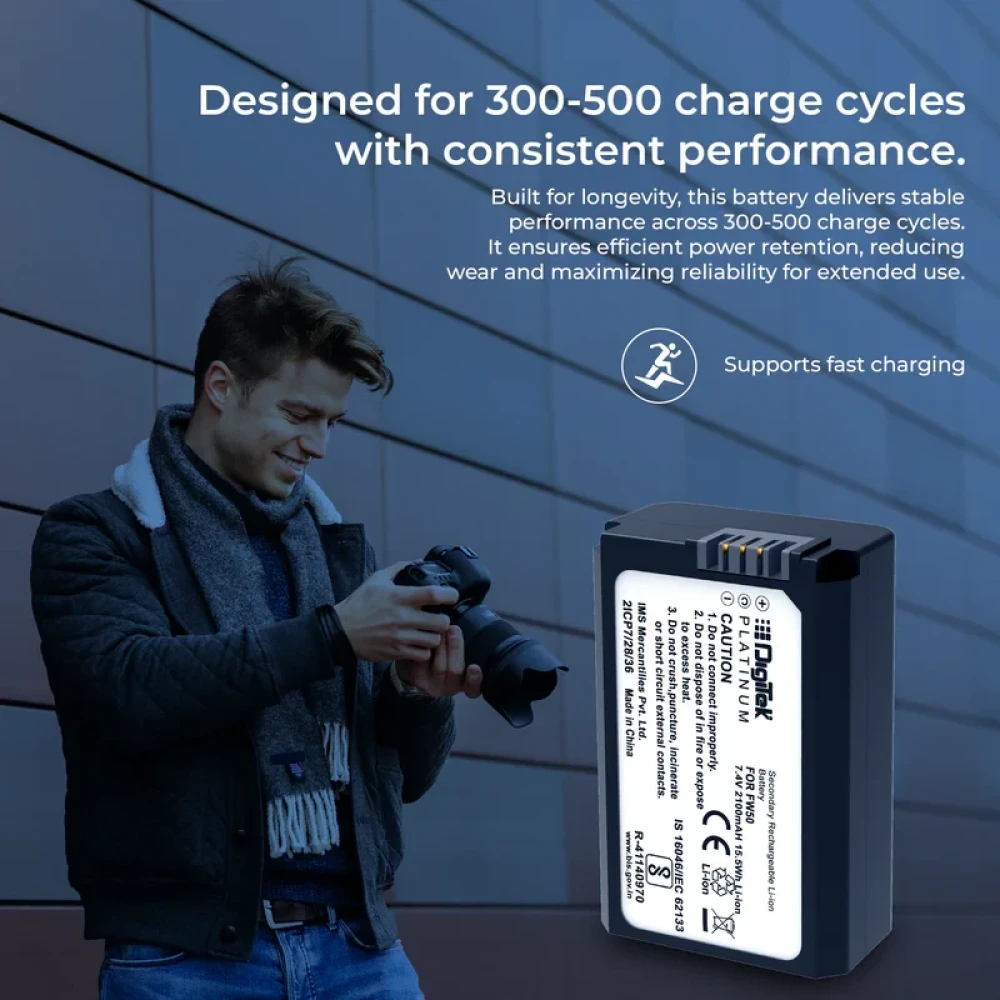 Digitek® (Platinum FW-50) Platinum Lithium-ion Rechargeable Battery for Sony DSLR Camera | Compatibility - Alpha NEX-3, 5, 6 and 7 Series Cameras, DSLR-SLT-A33, DSLR-SLT-A55