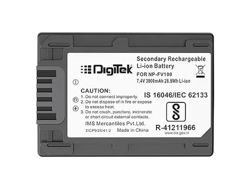 Digitek® (NP FV100) 3900mAh Extra Power Secondary Rechargeable Li-ion Camera Battery for Sony FDR-AX53,FDR-AX700,HDR-CX455,HDR-CX675,DCR-SR21,DCR-SR60,DCR-SR68,DCR-SR88 Camera