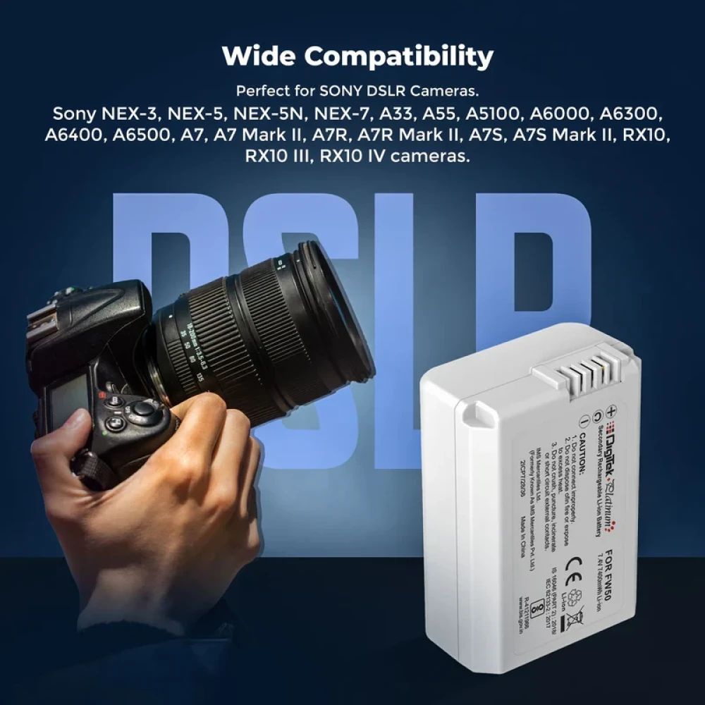 Digitek® Platinum NP FW50 C Combo 2100mAh Li-ion Camera Battery for Sony