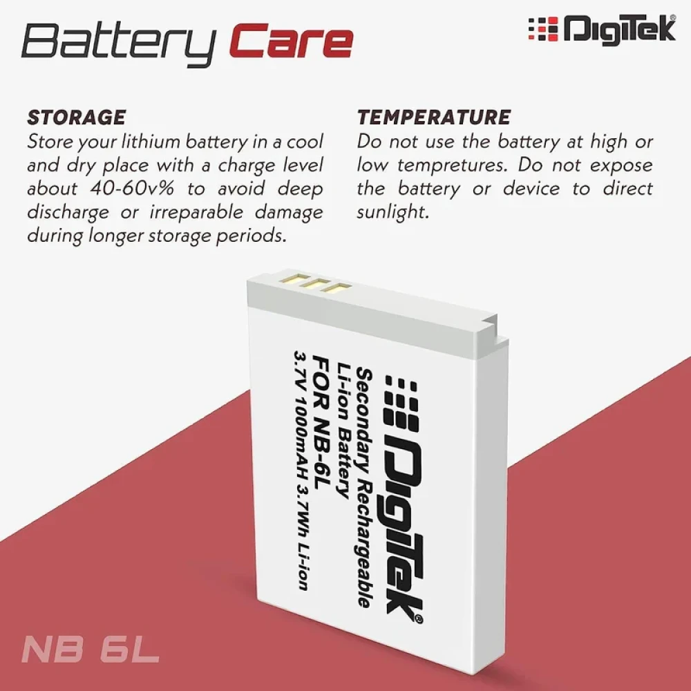 Digitek® (NB-6L) Lithium-ion Rechargeable for Canon DSLR Camera Battery