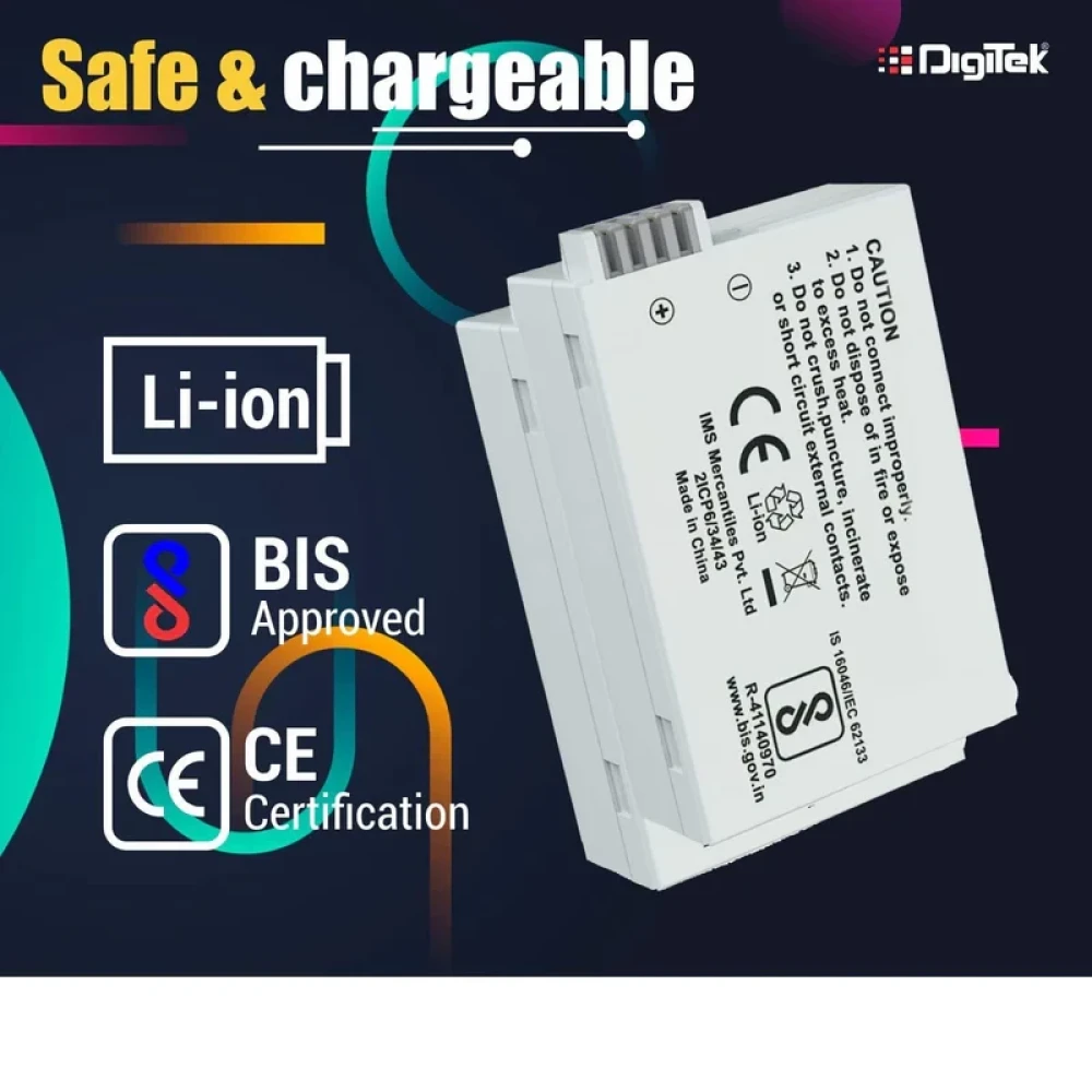 Digitek® (LP-E5) 1080mAh LP-E5 Rechargeable Li-ion Battery for Canon Cameras (Grey)