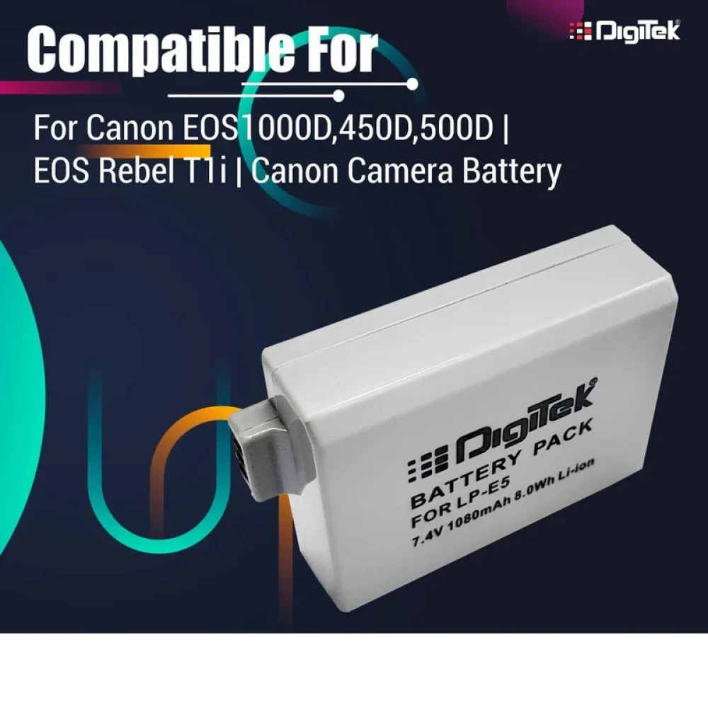 Digitek® (LP-E5) 1080mAh LP-E5 Rechargeable Li-ion Battery for Canon Cameras (Grey)