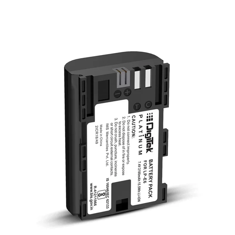 Digitek® (LP-E6 Platinum) 2100mAh Rechargeable Lithium-ion Battery for Canon DSLR Camera | Compatibility - EOS SD Mark III, Mark II, EOS 7D, EOS 6D, 60D, 70D