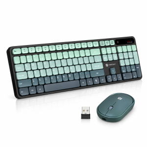 Portronics Key11 Rechargeable Wireless Keyboard & Mouse Combo with Bluetooth 5.3 & 2.4GHz Dual Connectivity, Type-C Fast Charging, Noiseless Typing, Gradient Keys & High-Precision Mouse – (Blue)