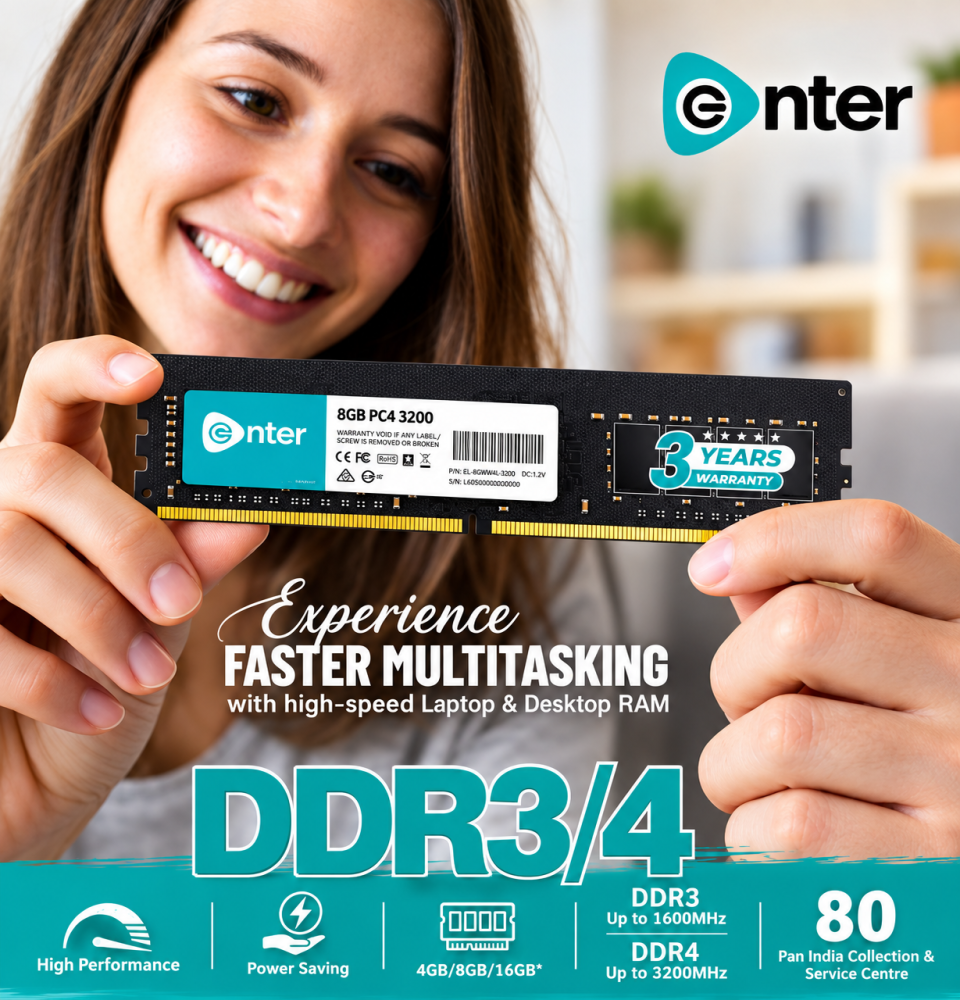 Enter DDR3 RAM 1600MHz Desktop Memory, High-Speed PC RAM Upgrade, Intel & AMD Compatible Computer Memory Module with 3-Year Warranty