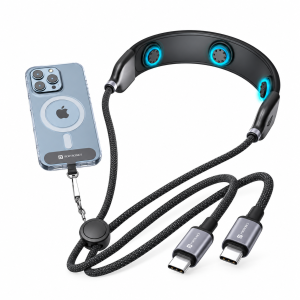 Portronics Pulse Line 3-in-1 Smart Wearable Charging Cable with Multi-Device Compatibility, Portable Design & Convenient Charging – (Black/Dark Grey)