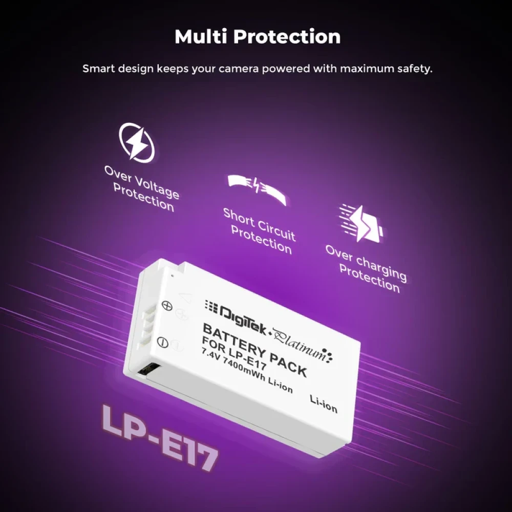 Digitek® Platinum (LP E17 C Combo) 1250mAh Lithium-Ion Rechargeable Camera Battery for Canon