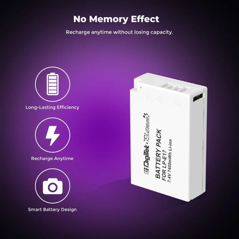 Digitek® Platinum (LP E17 C Combo) 1250mAh Lithium-Ion Rechargeable Camera Battery for Canon